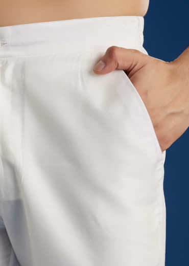 Light Pink Silk Mirror Threadwork Kurta Set