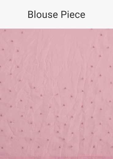 Light Pink Tissue Embroidered Saree With Cutwork Scallop Border