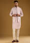 Light Purple Kurta Jacket Set For Men With Resham Work