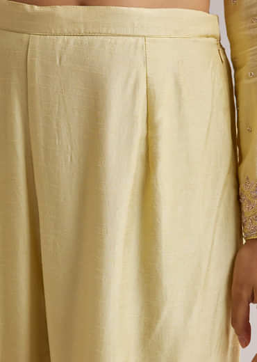 Light Yellow Embroidered Sharara Set With Dupatta