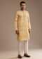 Light Yellow Silk Abstract Printed Kurta Set