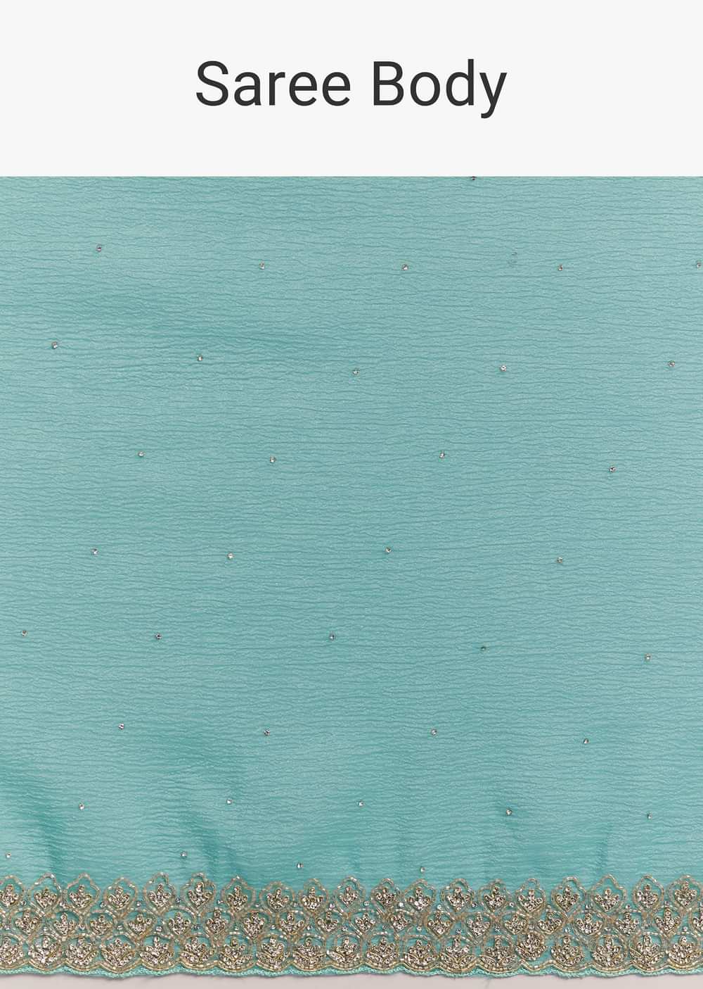 Light Blue Crushed Tissue Saree Embroidered With Cutdana And Stones