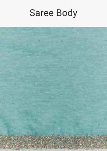 Light Blue Crushed Tissue Saree Embroidered With Cutdana And Stones