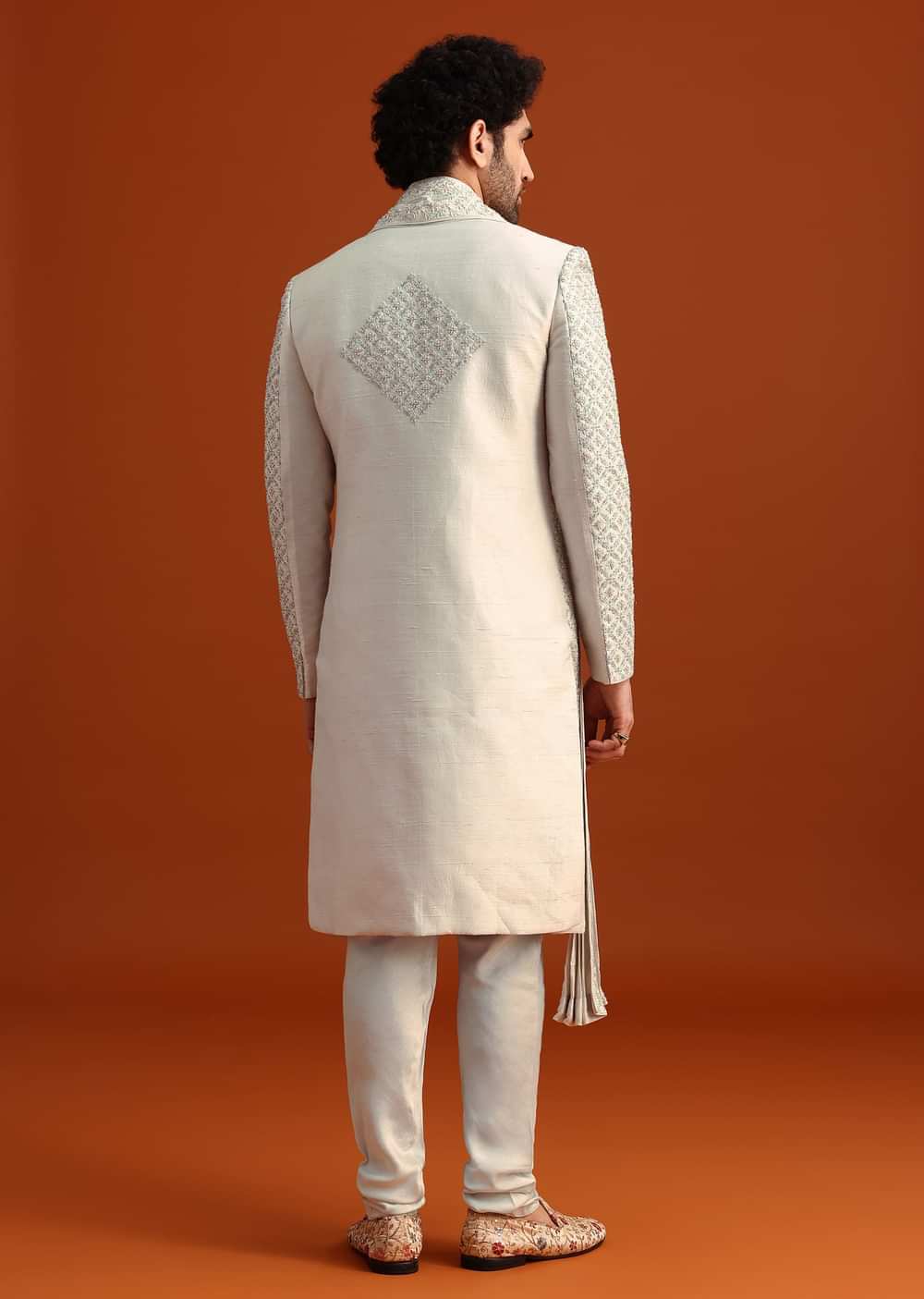 Light Blue Heavy Work Sherwani Set With Dupatta