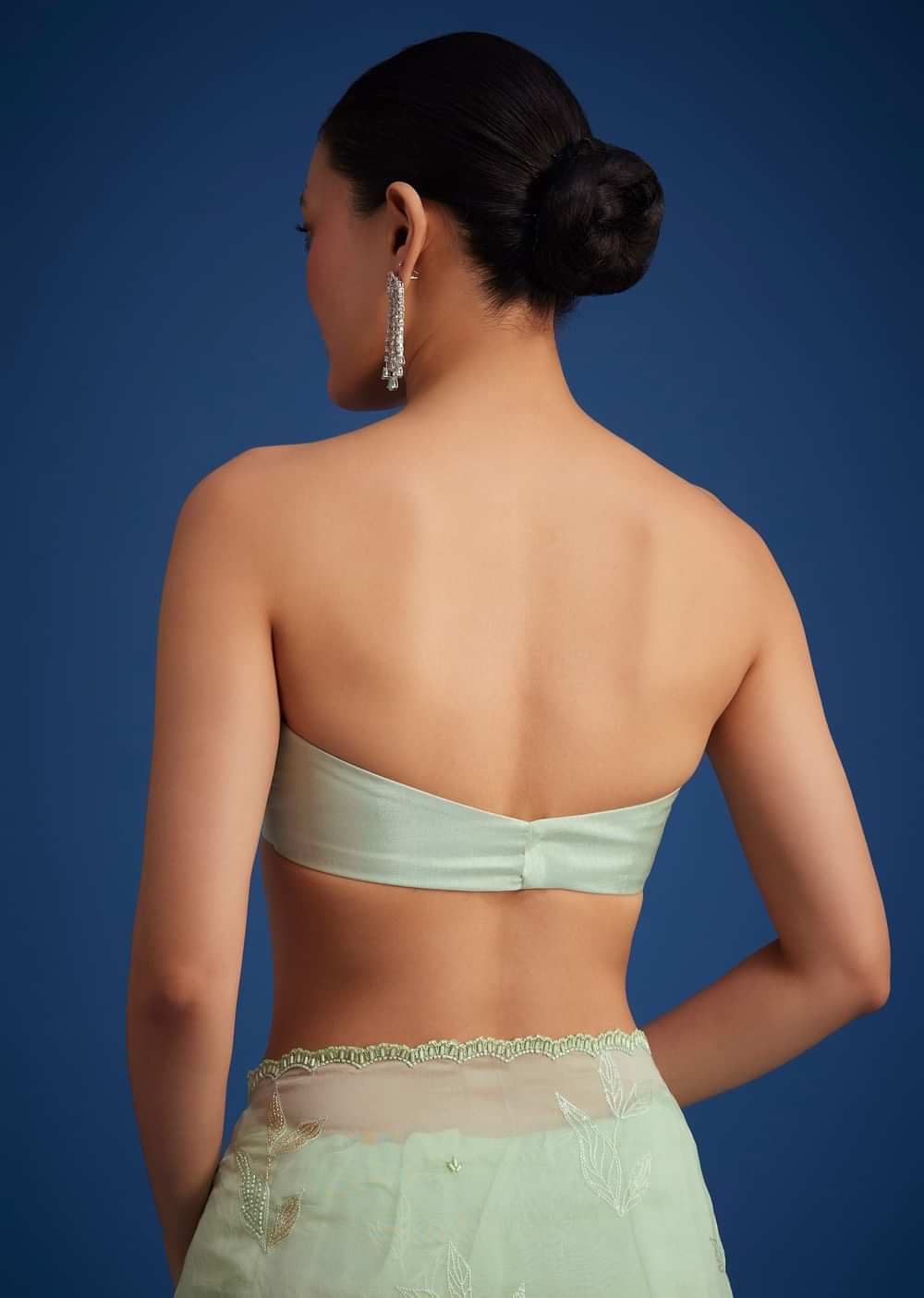 Light Green Georgette Saree With Cutdana And Bead Embroidery