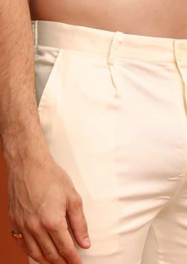 Light Natural Floral Resham Embroidered Kurta And Pant Set