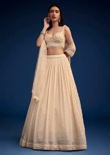 Light Peach Embroidered Lehenga Set