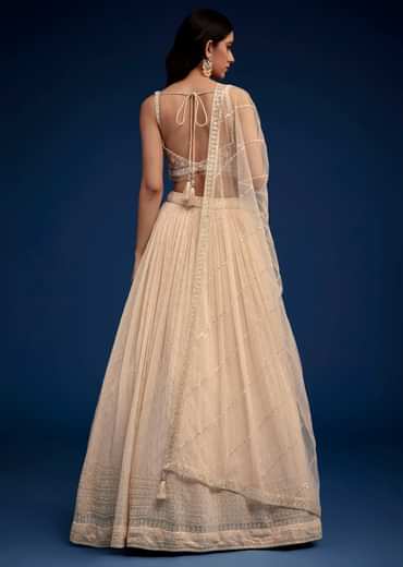 Light Peach Embroidered Lehenga Set