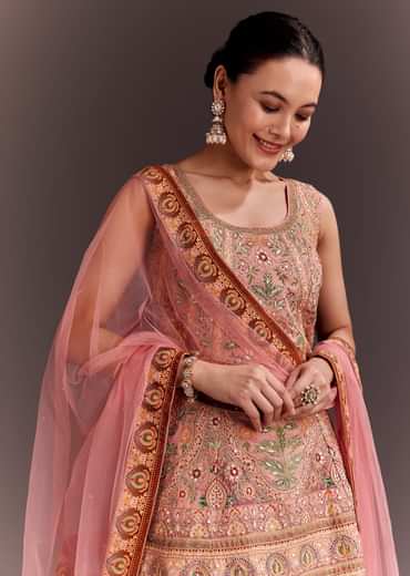 Light Pink Embroidered Palazzo Set