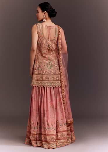 Light Pink Embroidered Palazzo Set