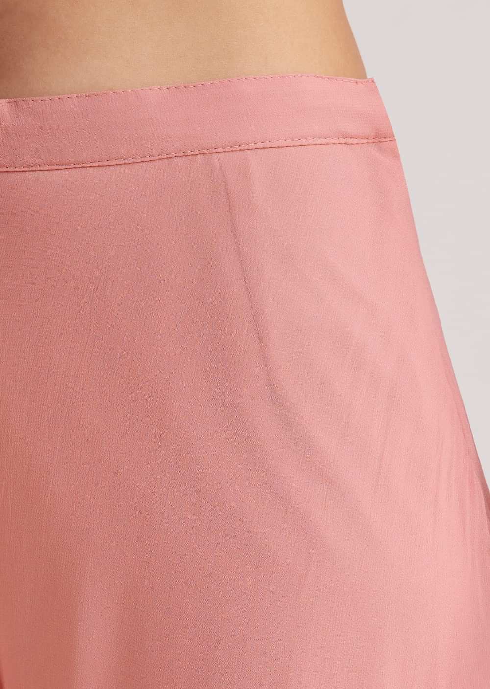 Light Pink Georgette Palazzo Set With Embroidered Cape