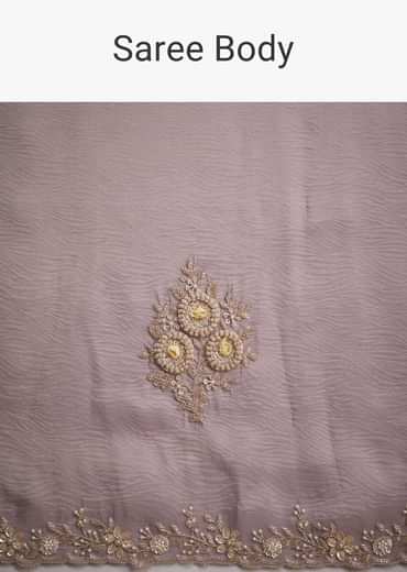Light Purple Tissue Saree With Floral Embroidery