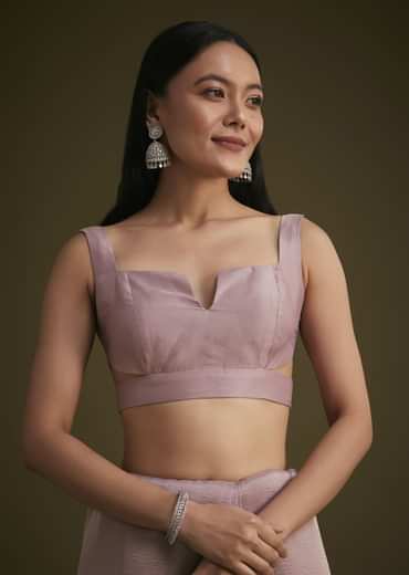 Light Purple Tissue Saree With Floral Embroidery