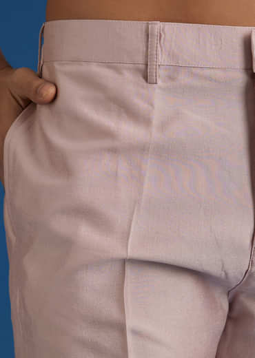 Lilac Cotton Silk Jacket Kurta Set With Mirror And Dori Embroidery