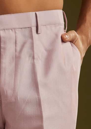 Lilac Cotton Silk Kurta Set With Mirror Threadwork Jacket