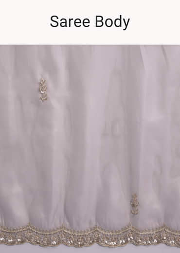 Lilac Net Saree With Heavy Hand Embroidery