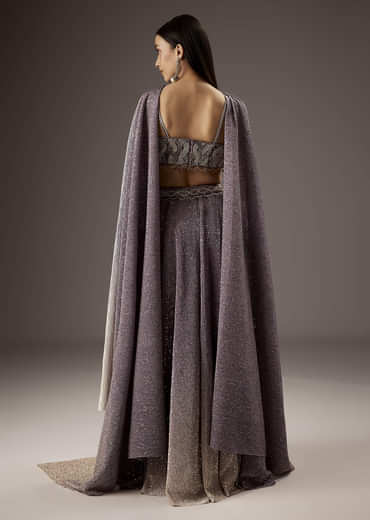 Lilac Purple Butter Crepe Bridesmaid Lehenga With Hand Work