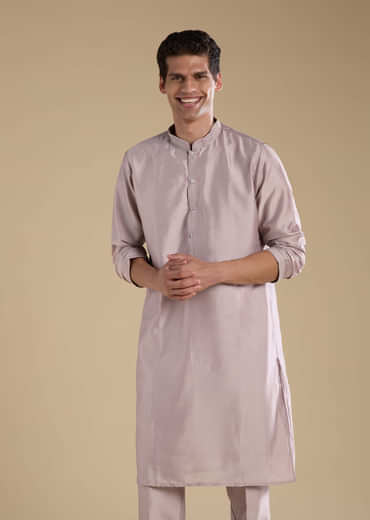 Lilac Silk Jacket Kurta Set with Mirror Embellishments