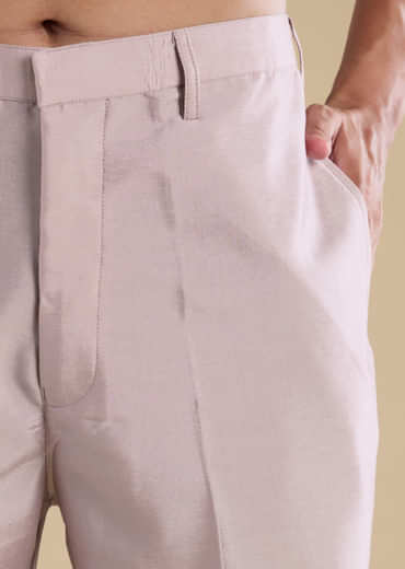 Lilac Silk Jacket Kurta Set with Mirror Work