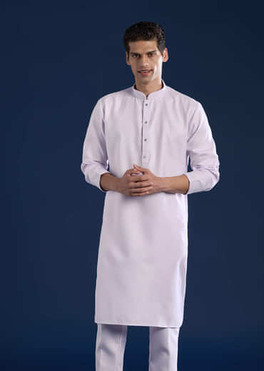 Lilac Silk Jacket Kurta Set with Sequin Embroidery