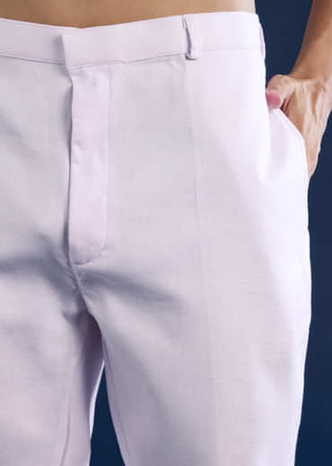 Lilac Silk Jacket Kurta Set with Sequin Embroidery