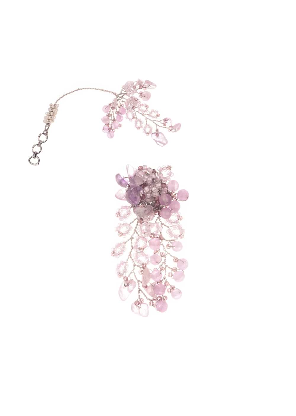 Lilac And Pink Handcrafted Stud Earrings In Mix Metal