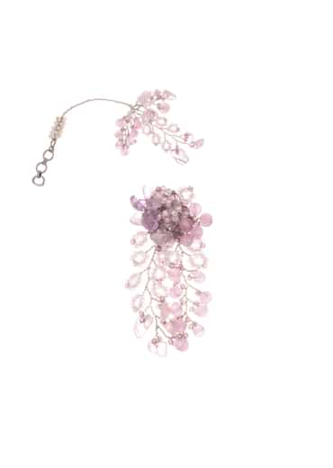 Lilac And Pink Handcrafted Stud Earrings In Mix Metal