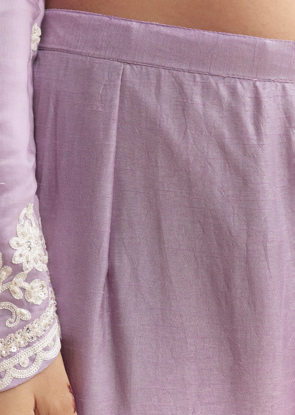 Lilac Cotton Anarkali Suit With Delicate Thread Work