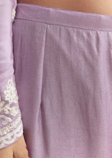 Lilac Cotton Anarkali Suit With Delicate Thread Work