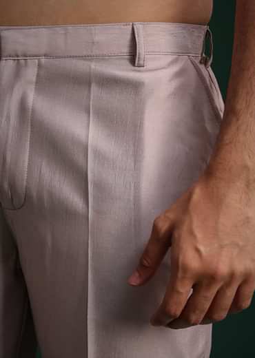 Lilac Cotton Silk Sherwani Kurta Set With Hand Work