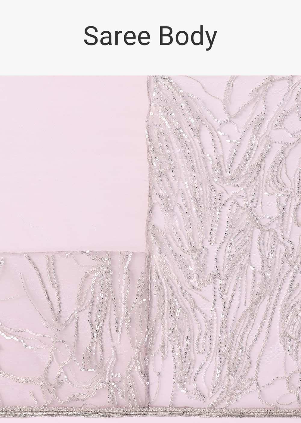 Lilac Fancy Sequence Net Saree With Ruched Stitched