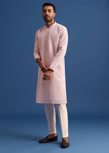 Lilac Georgette Kurta Set With Thread Work