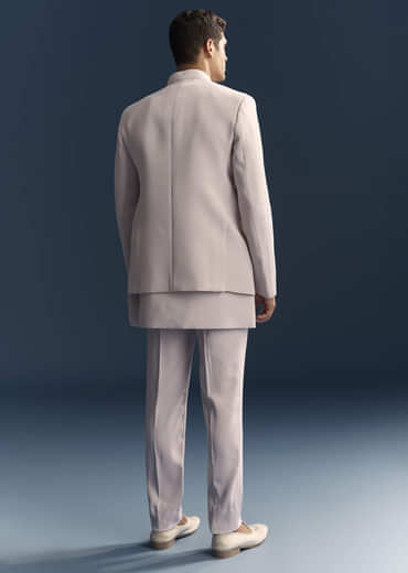 Lilac Indo Western Set For Men With Resham And Moti Work