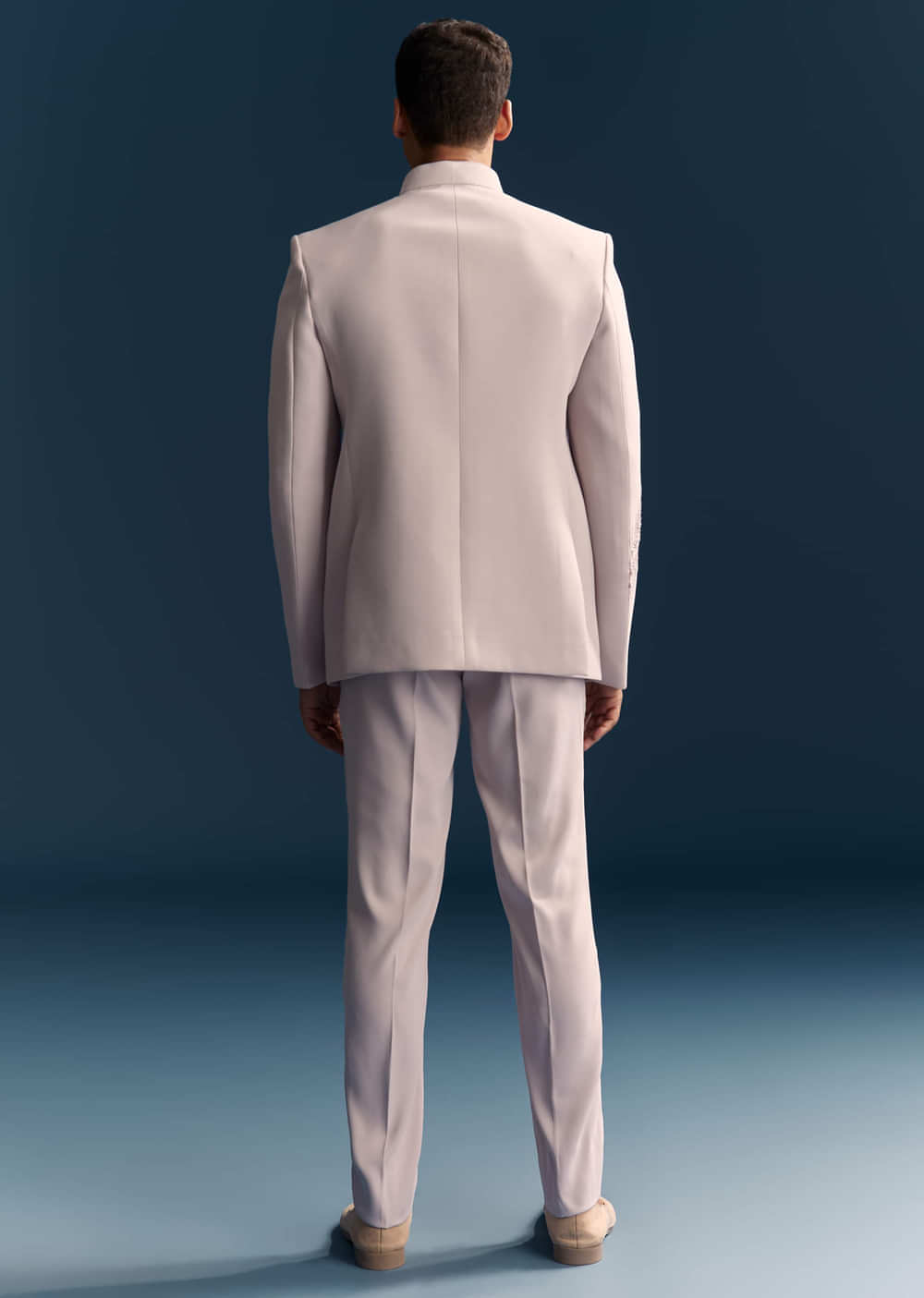 Lilac Jodhpuri Suit For Men With Moti Work And Embellishments