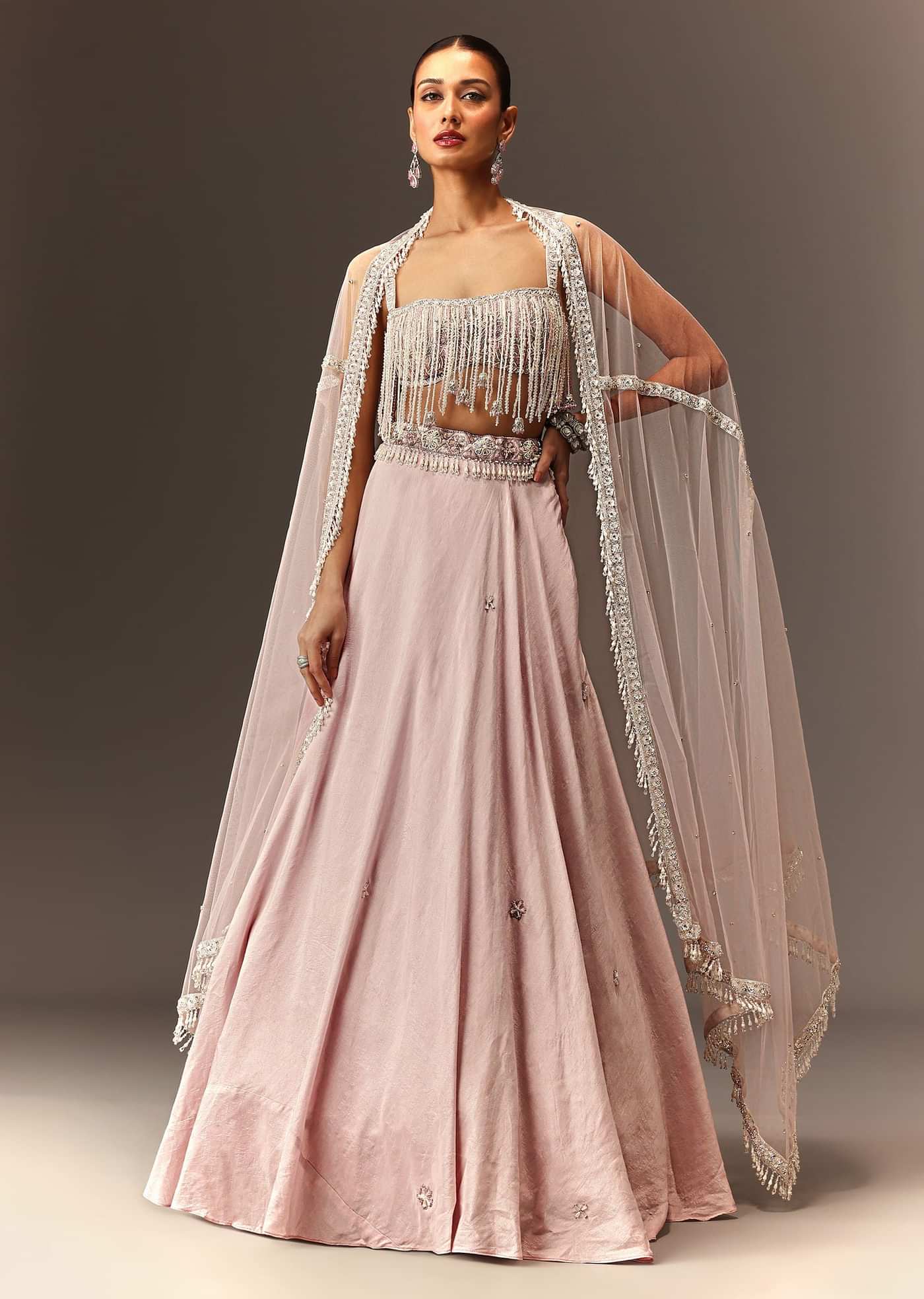 Lilac Lehenga And Stone Embellished Blouse With Dupatta