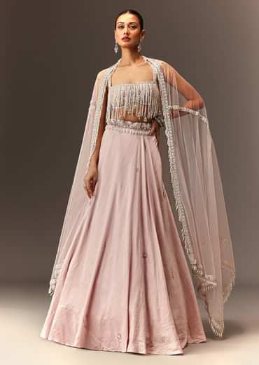 Lilac Lehenga And Stone Embellished Blouse With Dupatta