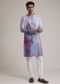 Lilac Linen Kurta Set With Ombre Abstract Print