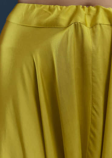 Lime Green Cape Top and Dhoti Set with Zardozi Work