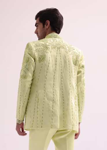 Lime bandhgala jacket and pant set