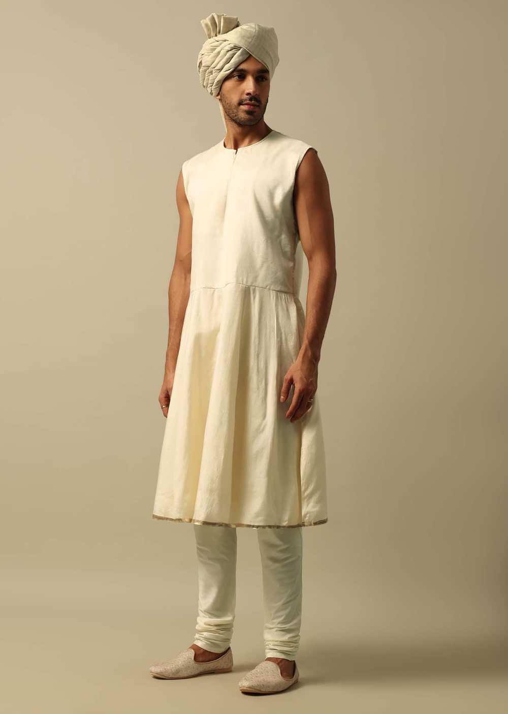 Luxurious White Raw Silk Sherwani