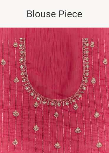 Magenta Crushed Tissue Saree With Cutdana And Scallop Border