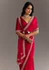 Magenta Gota Patti Embroidered Saree With Stones And Cutdana Work