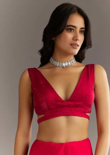 Magenta Gota Patti Embroidered Saree With Stones And Cutdana Work