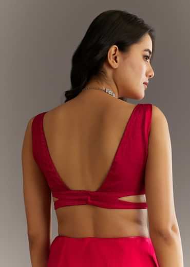 Magenta Gota Patti Embroidered Saree With Stones And Cutdana Work