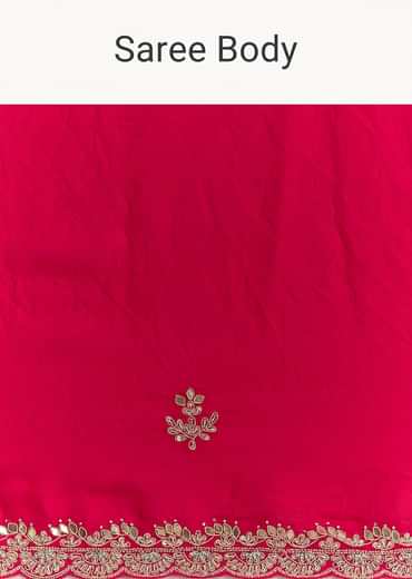 Magenta Gota Patti Embroidered Saree With Stones And Cutdana Work
