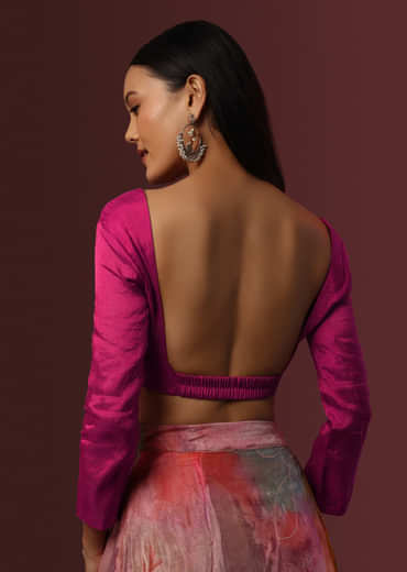 Magenta Blouse With Square Neckline