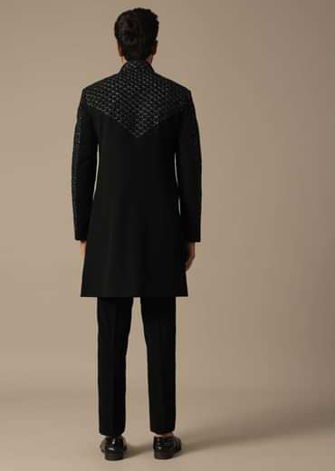 Majestic Black Sherwani Ensemble