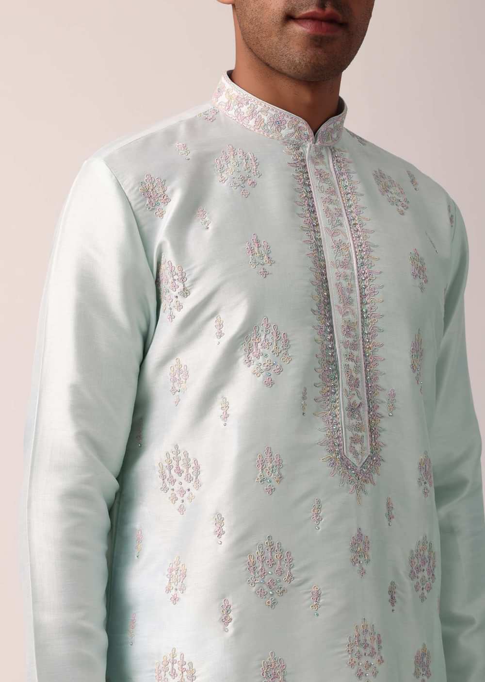 Majestic Blue Silk Kurta Set For Men
