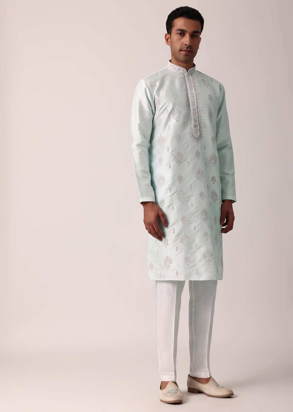 Majestic Blue Silk Kurta Set For Men