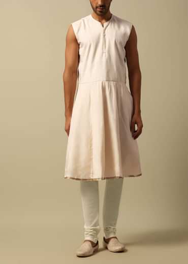 Majestic White Raw Silk Sherwani